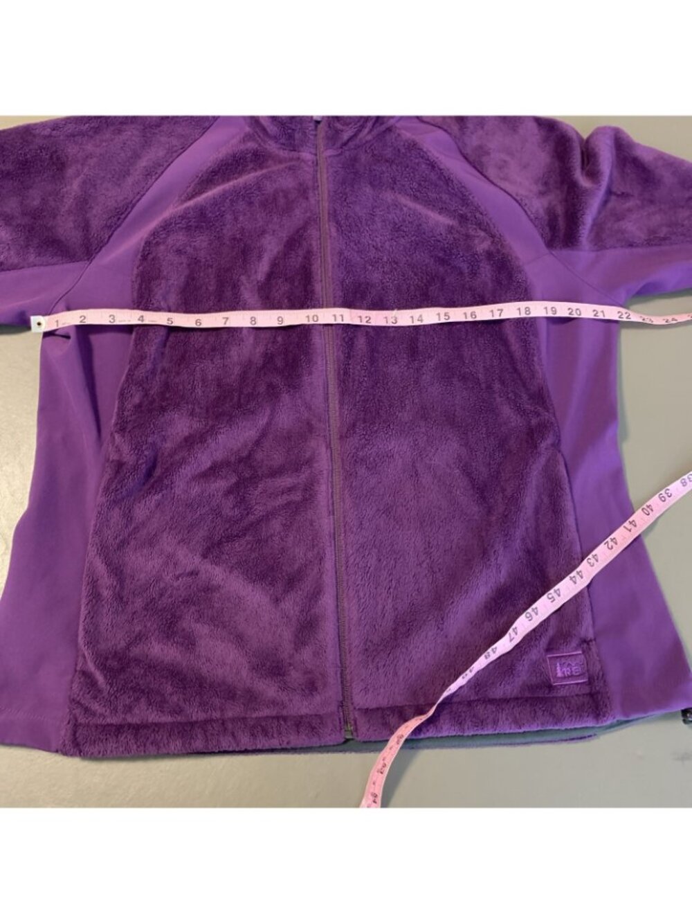 REI Womens XL Fleece Jacket Zip Pockets Fuzzy Purple Outdoor Spring - Picture 12 of 15